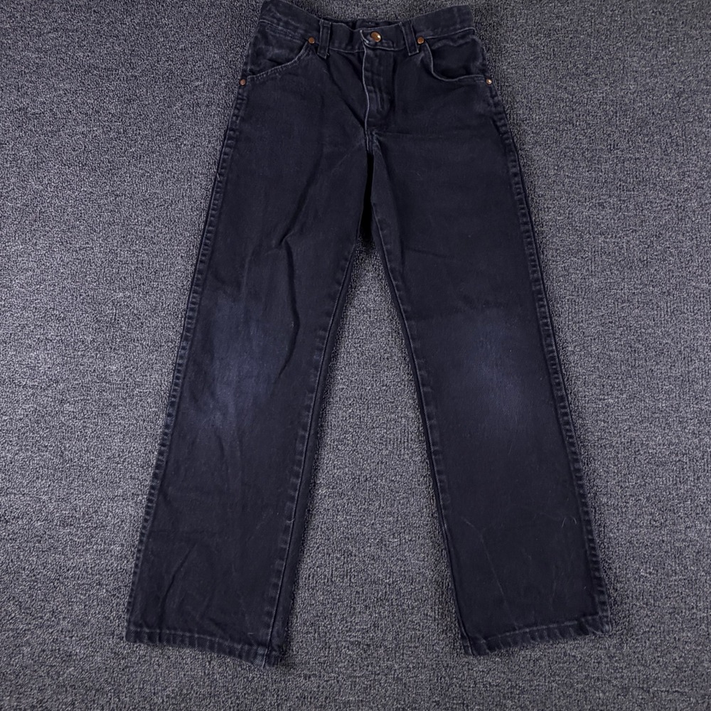 Wrangler Jeans Boys 12 13MWBBK Original Fit Black Straight Leg EUC